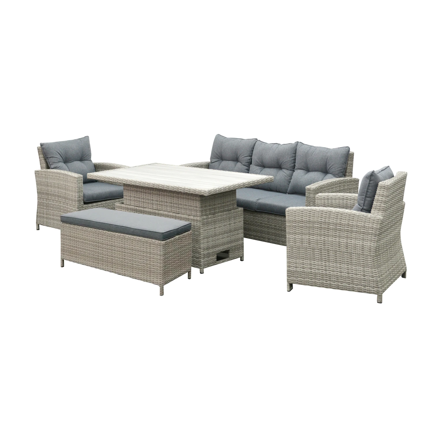 Salon de jardin Tivoli Up and down Gris clair/Gris foncé - 7 places Salon De Jardin Tivoli Up And Down Gris Clair/Gris Foncé - 7 Places -Mobilier De Jardin salon de jardin 5 pcs resine tivoli up and down gris 76886