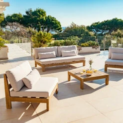 Salon De Jardin Borneo Naturel - 5 Places -Mobilier De Jardin salon de jardin acacia 4 pcs borneo 68625