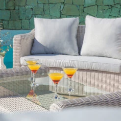 Salon De Jardin Calvi Blanc/Gris Clair - 4 Places -Mobilier De Jardin salon de jardin calvi blanc gris clair 4 places 71347 1