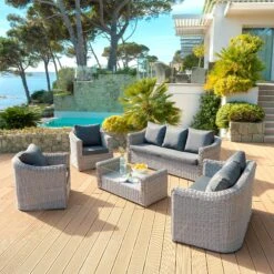 Salon De Jardin Calvi Gris - 7 Places