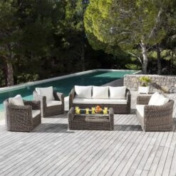 Salon De Jardin Calvi Sepia/Ecru - 7 Places -Mobilier De Jardin salon de jardin calvi sepia ecru 7 places 29626 5 1583758312