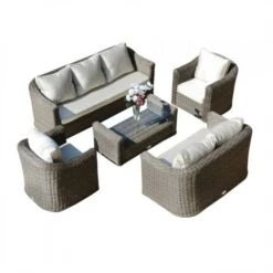 Salon De Jardin Calvi Sepia/Ecru - 7 Places -Mobilier De Jardin salon de jardin capri sepia ecru 7 places 29626 3