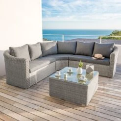 Salon De Jardin D'angle Calvi Gris - 5 Places