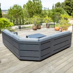 Salon De Jardin D'angle Elba Gris Anthracite - 5 Places -Mobilier De Jardin salon de jardin d angle elba gris anthracite 5 places 124926 1685710815