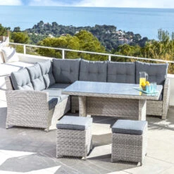 Salon De Jardin D'angle Tivoli Gris Clair/Gris Foncé - 7 Places -Mobilier De Jardin salon de jardin d angle tivoli gris clair gris fonce 7 places 76862 1583320367