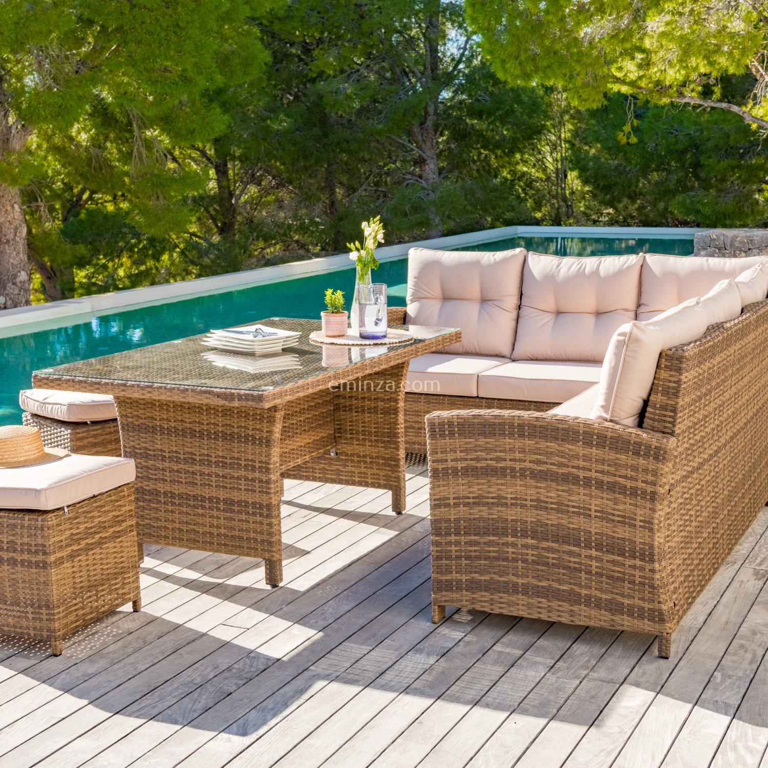 Salon de jardin d'angle Tivoli Naturel/Beige - 7 places Salon De Jardin D'angle Tivoli Naturel/Beige - 7 Places -Mobilier De Jardin salon de jardin d angle tivoli naturel beige 7 places 76865 1582713197