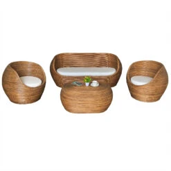 Mobilier De Jardin -Mobilier De Jardin salon de jardin en osier trinidad naturel beige 5 places 76859 1583484982