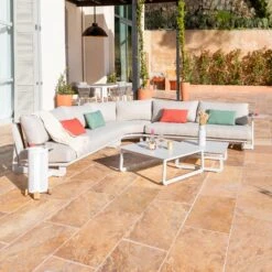 Salon De Jardin Long Beach Blanc - 7 Places