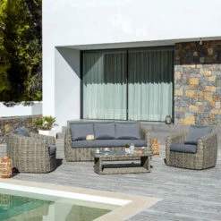 Salon De Jardin Merida Gris - 5 Places