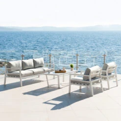 Salon De Jardin Mykonos Blanc - 5 Places