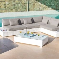 Salon De Jardin Palma Blanc - 5 Places -Mobilier De Jardin salon de jardin palma blanc 5 places 68614 5 1585213777