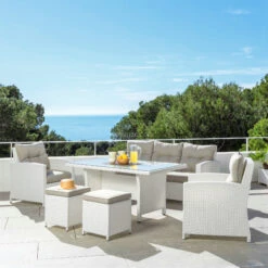 Salon De Jardin Tivoli Blanc/Taupe - 7 Places