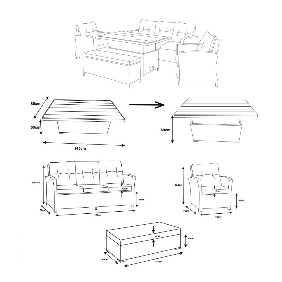 Salon de jardin Tivoli Up and down Gris clair/Gris foncé - 7 places Salon De Jardin Tivoli Up And Down Gris Clair/Gris Foncé - 7 Places -Mobilier De Jardin salon de jardin tivoli up and down gris clair gris fonc 7 places 76886 1667900843