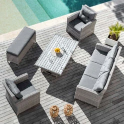 Salon De Jardin Tivoli Up And Down Gris Clair/Gris Foncé - 7 Places