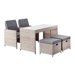 Salon De Jardin Encastrable Menorca Gris - 4 Places -Mobilier De Jardin salon pour balcon menorca gris 4 places 68544
