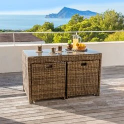 Salon De Jardin Encastrable Menorca Naturel - 4 Places -Mobilier De Jardin salon pour balcon menorca naturel 4 places 68545 1 1582291316