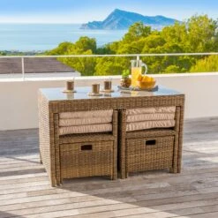 Salon De Jardin Encastrable Menorca Naturel - 4 Places -Mobilier De Jardin salon pour balcon menorca naturel 4 places 68545 1 1582291494