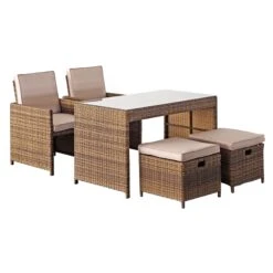 Salon De Jardin Encastrable Menorca Naturel - 4 Places -Mobilier De Jardin salon pour balcon menorca naturel 4 places 68545