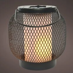 Lanterne Solaire à LED Croisillon - Noir -Mobilier De Jardin solar lanterne metal effet flamme dia14 50 h15 00cm 1l noir 124638 1671182166