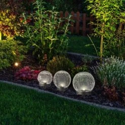 Lot De 3 Bornes De Jardin Solaires Boule - Transparent