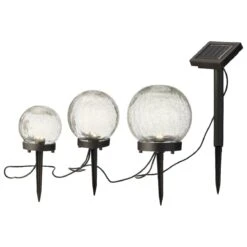 Lot De 3 Bornes De Jardin Solaires Boule - Transparent -Mobilier De Jardin solar pique jardin lumineux verre fixe dia12 00 h12 00cm 3l transparent 124626 1671181513