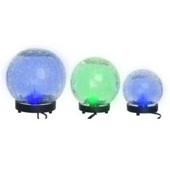 Lot De 3 Bornes De Jardin Solaires Boule - Multicolore -Mobilier De Jardin solar pique jardin lumineux verre fixe dia12 00 h12 00cm 3l transparent b 124629 1671181798