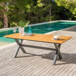 Table De Jardin 8 Places Aluminium/Teck Bali (200 X 100 Cm) - Gris Anthracite -Mobilier De Jardin table alu rectagulaire bali 200x100 anthracite 94618 1650540523