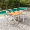 Table De Jardin 8 Places Aluminium/Teck Bali (200 X 100 Cm) - Blanc