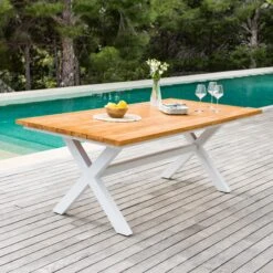Mobilier De Jardin -Mobilier De Jardin table alu rectagulaire bali 200x100 blanc 94621 1650540667