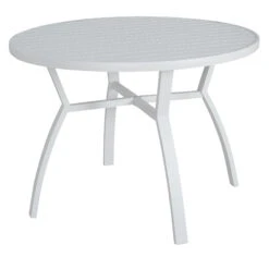 Table De Jardin 5 Places Aluminium Murano (D105 Cm) - Blanche -Mobilier De Jardin table alu ronde murano 105cm blanche 76619
