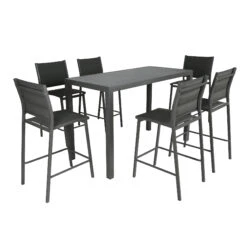 Table Haute 6 Places Aluminium Murano - Gris Anthracite -Mobilier De Jardin table bar rectagulaire murano 160x75 anthracite 76649 1