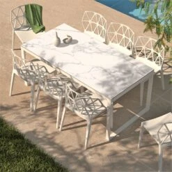 Table De Jardin 8 Places Aluminium/Céramique Kore (180 X 90 Cm) - Blanche 4 Table De Jardin 8 Places Aluminium/Céramique Kore (180 X 90 Cm) - Blanche -Mobilier De Jardin table de jardin 8 places aluminium c ramique kore 180 x 90 cm blanche 99710 1624006167