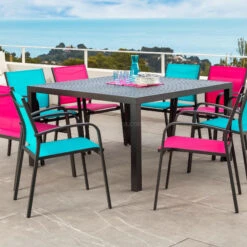 Table De Jardin 8 Places Aluminium Murano (136 X 136 Cm) - Gris Anthracite