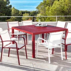 Table De Jardin 8 Places Aluminium Murano (136 X 136 Cm) - Rouge
