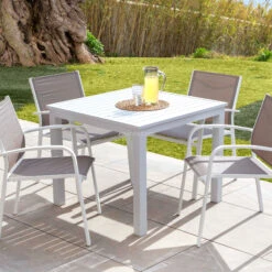 Table De Jardin 4 Places Aluminium Murano (89 X 89 Cm) - Blanche
