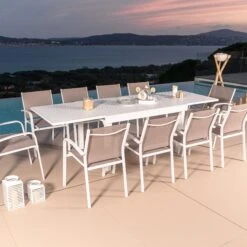 Table De Jardin Extensible 10 Places Aluminium Murano (270 X 90 Cm) - Blanche -Mobilier De Jardin table de jardin extensible 10 places aluminium murano 270 x 90 cm blanche 76712 1648475166