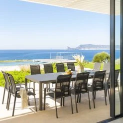 Table De Jardin Extensible 10 Places Aluminium Paradize (255 X 120 Cm) - Gris Graphite