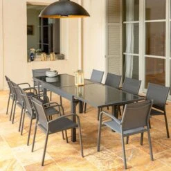 Table De Jardin Extensible 10 Places En Verre Murano (270 X 90 Cm) - Anthracite -Mobilier De Jardin table de jardin extensible 10 places en verre murano 270 x 90 cm anthracite 68575 1685951598