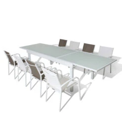 Table De Jardin Extensible 10 Places En Verre Murano (270 X 90 Cm) - Blanche -Mobilier De Jardin table de jardin extensible 10 places en verre murano 270 x 90 cm blanche 76634 1585040930
