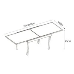 Table De Jardin Extensible 10 Places En Verre Murano (270 X 90 Cm) - Blanche -Mobilier De Jardin table de jardin extensible 10 places en verre murano 270 x 90 cm blanche 76634 1667898940