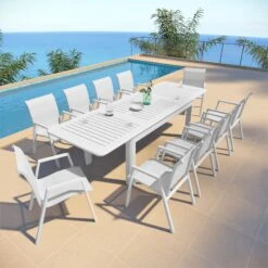Table De Jardin Extensible 10 Places Verona (280 X 95 Cm) - Blanche