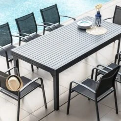 Table De Jardin Extensible 12 Places Aluminium Murano (320 X 100 Cm) - Gris Anthracite -Mobilier De Jardin table de jardin extensible 12 places aluminium murano 320 x 100 cm gris anthracite 76775 1648473691