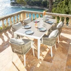 Table De Jardin Extensible 12 Places Aluminum Amalfi (300 X 96 Cm) - Blanc