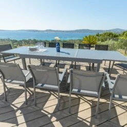 Table De Jardin Extensible 12 Places En Verre Murano (320 X 100 Cm) - Anthracite -Mobilier De Jardin table de jardin extensible 12 places en verre murano 320 x 100 cm anthracite 68605 1655725496