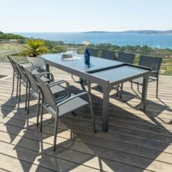 Table De Jardin Extensible 12 Places En Verre Murano (320 X 100 Cm) - Anthracite -Mobilier De Jardin table de jardin extensible 12 places en verre murano 320 x 100 cm anthracite 68605 1655725593