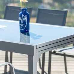 Table De Jardin Extensible 12 Places En Verre Murano (320 X 100 Cm) - Anthracite -Mobilier De Jardin table de jardin extensible 12 places en verre murano 320 x 100 cm anthracite 68605 1655725690