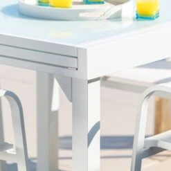 Table De Jardin Extensible 8 Places En Verre Murano (180 X 90 Cm) - Blanche -Mobilier De Jardin table de jardin extensible 8 places en verre murano 180 x 90 cm blanche 76613 1655724698