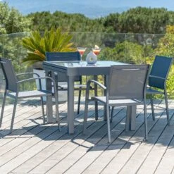 Table De Jardin Extensible 8 Places En Verre Murano (180 X 90 Cm) - Gris Ardoise -Mobilier De Jardin table de jardin extensible 8 places en verre murano 180 x 90 cm gris ardoise 111431 1659362631