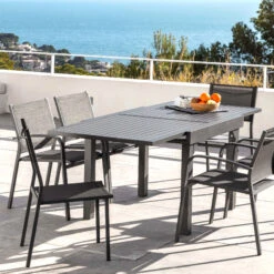 Table De Jardin Extensible 8 Places Aluminium Murano (180 X 90 Cm) - Gris Anthracite