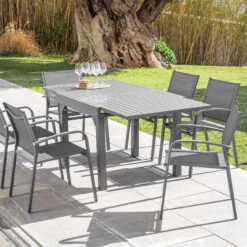 Table De Jardin Extensible 8 Places Aluminium Murano (180 X 90 Cm) - Gris Ardoise